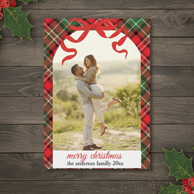 Invitation Rustic Plaid Christmas Photo Card (Créateur téléchargé)