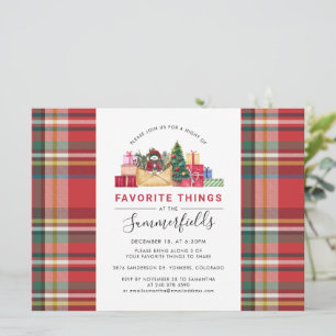 Invitation Rustic Plaid Red Christmas cadeau Swap Party
