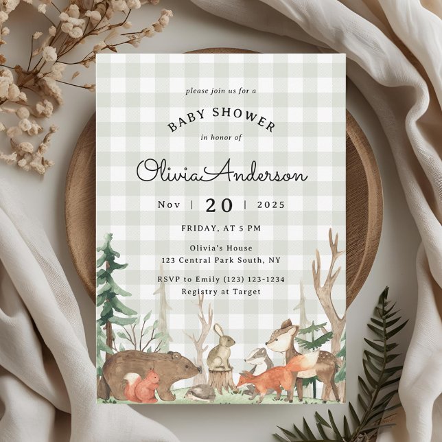 Invitation Rustic Plaid Winter Woodland Baby Shower (Créateur téléchargé)