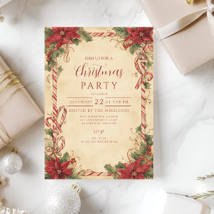 Invitation Rustic Poinsettia Holiday
