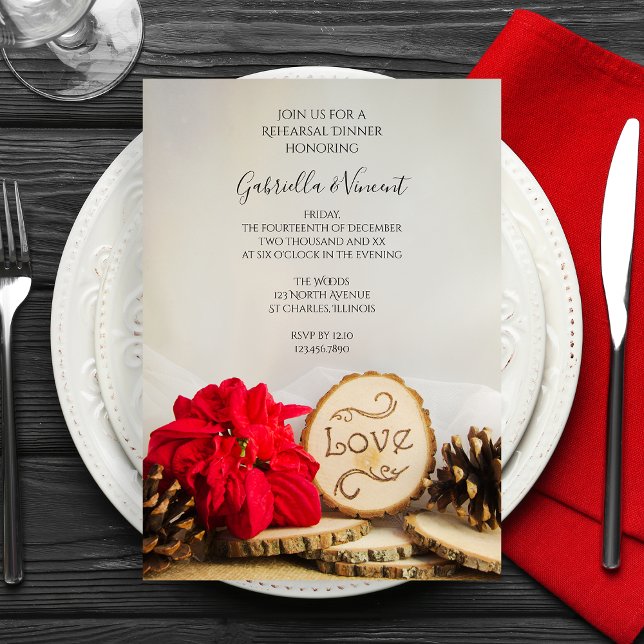 Invitation Rustic Poinsettia Souper de la répétition de maria (Créateur téléchargé)