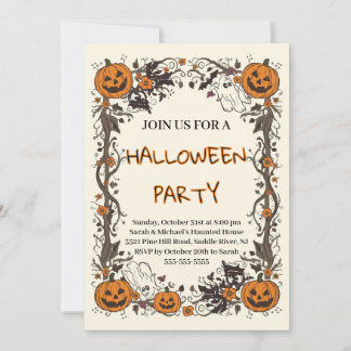 Invitation Rustic Pumpkin & Ghost Spooky Fall Halloween Party