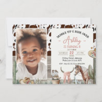 Rustic Saddup Horse Cowhide Anniversaire Invitatio
