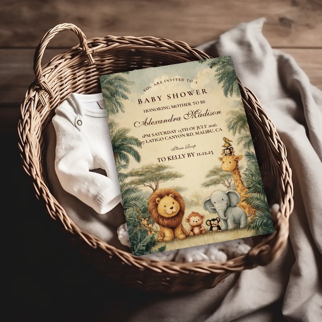 Invitation Rustic Safari Friends Baby Shower (Créateur téléchargé)