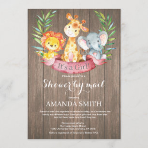 Invitation Rustic Safari Jungle Baby shower fille par la post