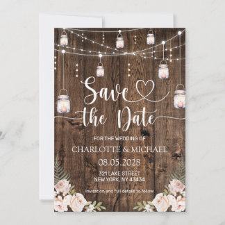 Invitation Rustic Save the Date Wedding