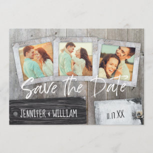 Invitation Rustic Scrapbook Photo Collage Enregistrer la date