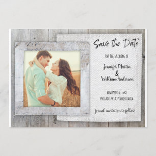 Invitation Rustic Scrapbook Photo Wedding Enregistrer la cart