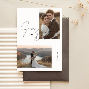 Invitation Rustic Script 2 Photo Mariage Enregistrer La Date
