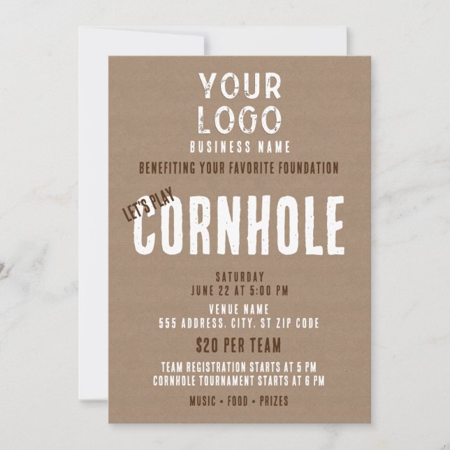 Invitation Rustic Simple Business Logo Cornhole collecte de f (Devant)