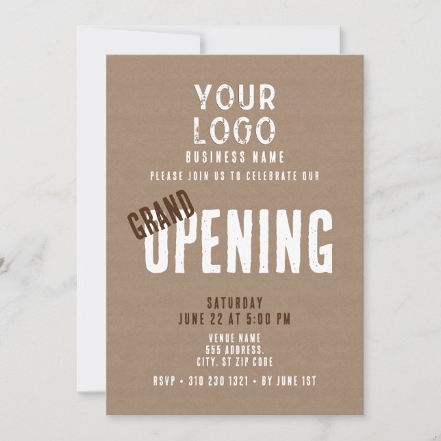 Invitation Rustic Simple Business Logo Grand Ouverture (Devant)