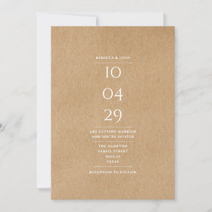Invitation Rustic Simple Elegant Mariage de date spéciale