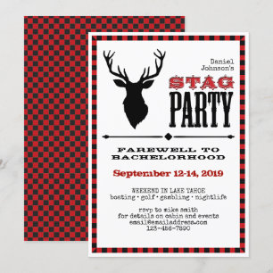 Invitation Rustic Stag Bachelor Party sur blanc