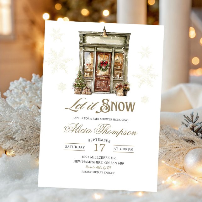 Invitation Rustic Storefront Let It Snow Boy Baby Shower (Créateur téléchargé)