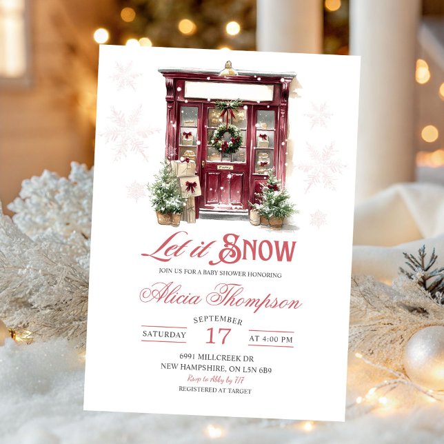 Invitation Rustic Storefront Let It Snow Girl Baby Shower (Créateur téléchargé)