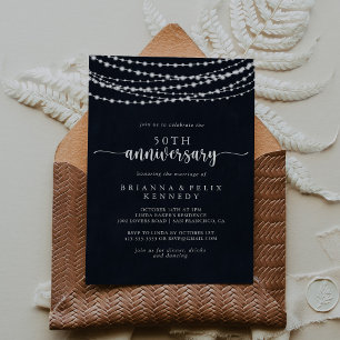 Invitation Rustic String Lights 50e anniversaire Mariage