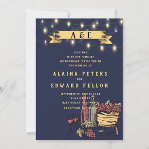 Invitation Rustic String Lights Vineyard Vineyard Mariage