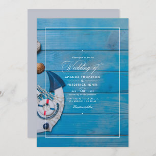 Invitation Rustic Summer Beach Mariage nautique