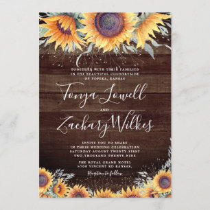 Invitation Rustic Sunflower Bloom Campagne Mariage Inviter