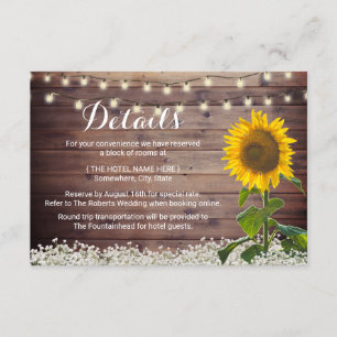 Invitation Rustic Sunfower String Lights Barne Détails du Mar