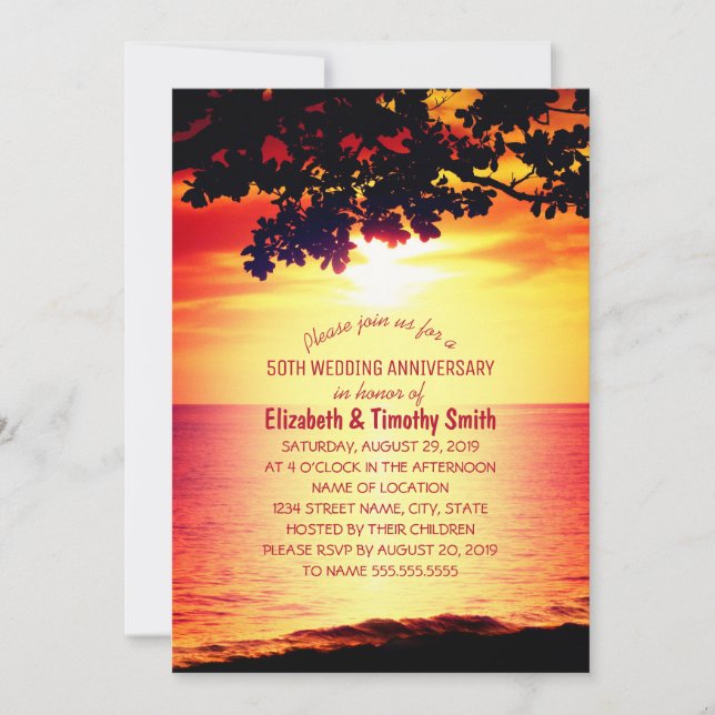 Invitation Rustic Sunset Beach Mariage Anniversaire Fête (Devant)