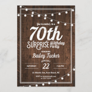 Invitation Rustic Surprise 70e fête d'anniversaire