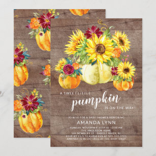 Invitation Rustic Sweet Little Citrouille Baby shower neutre