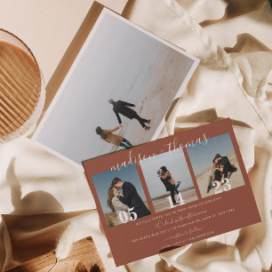 Invitation Rustic Terracotta Script Photo Collage Mariage