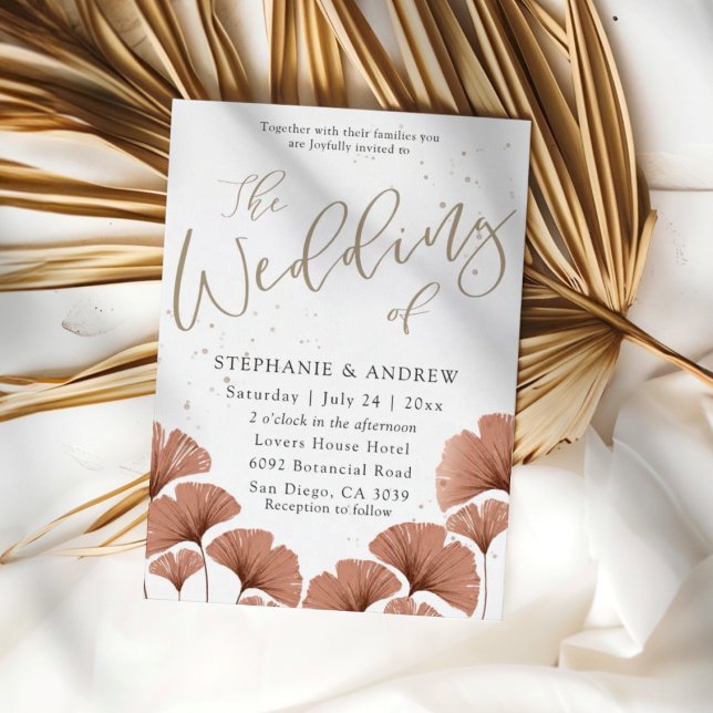 Invitation Rustic Terracotta Watercolor Botanical Wedding (Créateur téléchargé)
