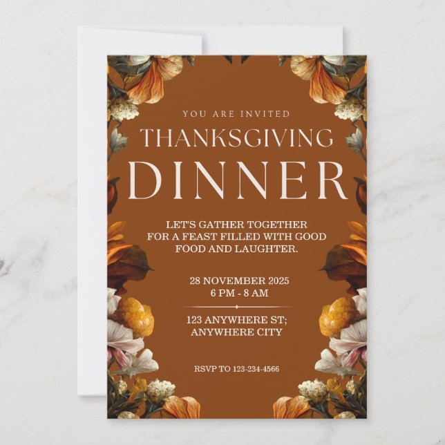Invitation Rustic Thanksgiving Diner (Devant)