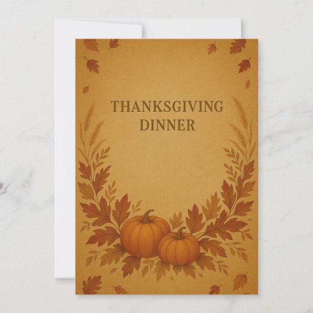 Invitation Rustic Thanksgiving Diner | Citrouille (Devant)