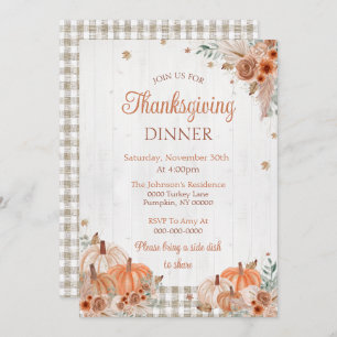 Invitation Rustic Thanksgiving Diner Party