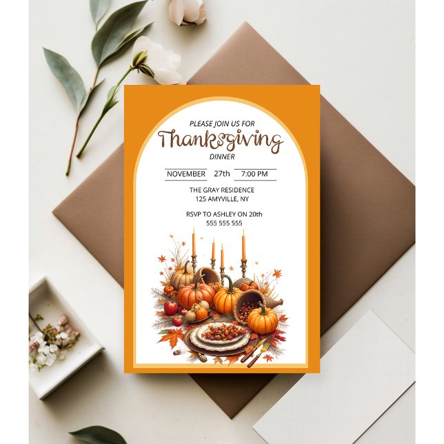 Invitation Rustic Thanksgiving Dinner (Créateur téléchargé)