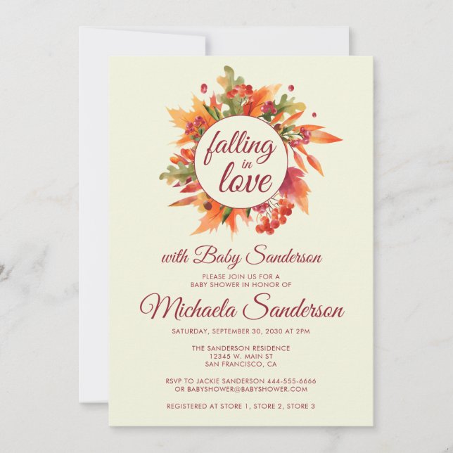 Invitation Rustic Tomber dans l'amour Automne Baby shower d'a (Devant)