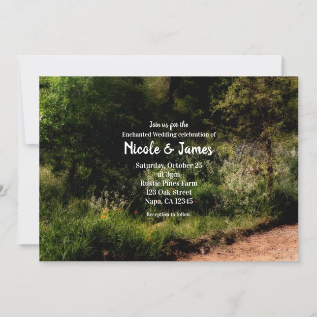 Invitation Rustic Trail Floral Enchanted Forest Wedding RSVP (Devant)