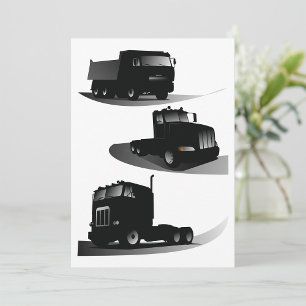 Invitation Rustic Trois Camions Noirs Conception Vintage Cami