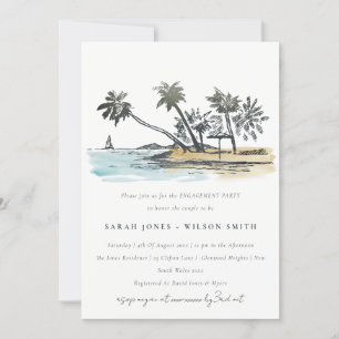 Invitation Rustic Tropical Beach Palm Tree Fiançailles croqui