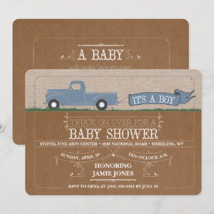 Invitation Rustic Truck C'est un bébé avec une douche Invitat