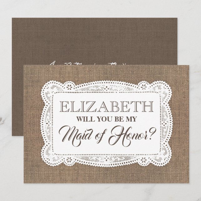 Invitation Rustic, tu seras ma femme d'honneur| Porte-parole (Devant / Derrière)