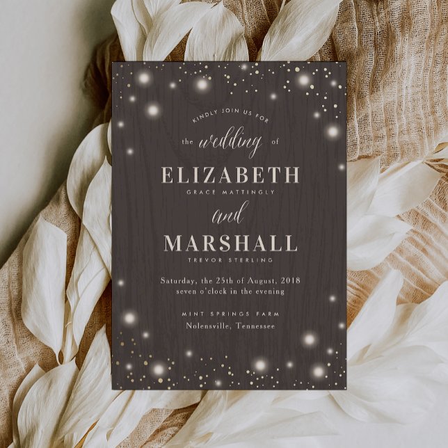Invitation Rustic Twinkle Fairy Mariage en bois clair (Créateur téléchargé)