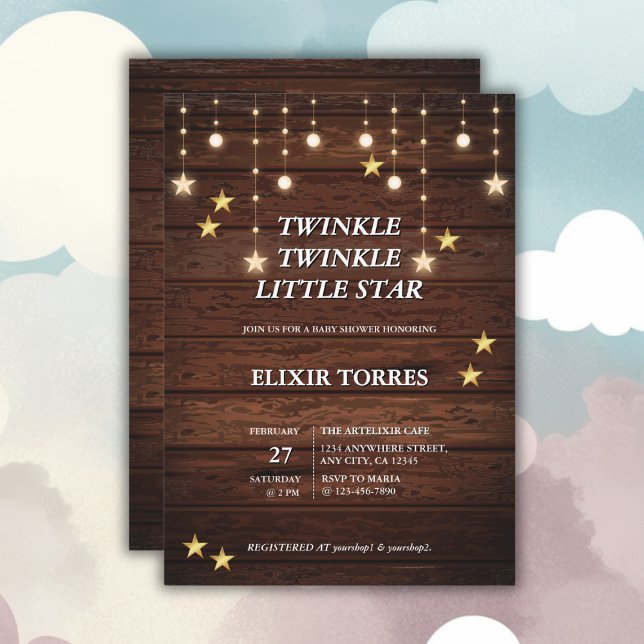 Invitation Rustic Twinkle Twinkle Little Star Baby shower (Créateur téléchargé)