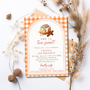 Invitation Rustic Two Sweet Cinnamon Roll 2e fête d'anniversa