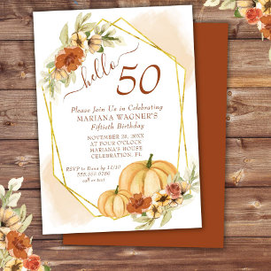 Invitation Rustic Watercolor Automne Citrouille 50e anniversa