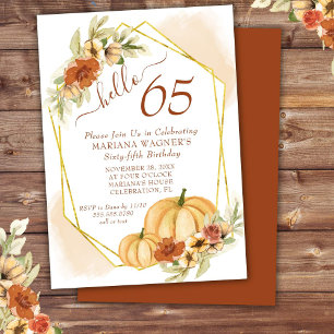 Invitation Rustic Watercolor Automne Citrouille 65e fête d'an