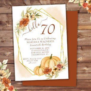 Invitation Rustic Watercolor Automne Citrouille 70e anniversa