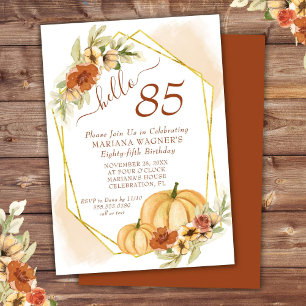 Invitation Rustic Watercolor Automne Citrouille 85e fête d'an