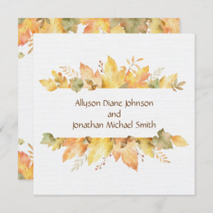 Invitation Rustic Watercolor Automne quitte Carré