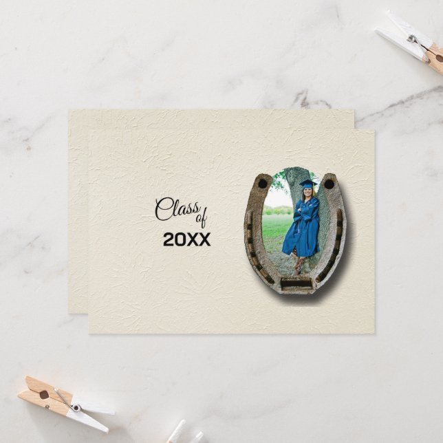 Invitation Rustic Western College Graduation Announcement  (Devant/Arrière en situation)