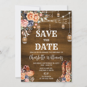 Invitation Rustic Western Enregistrer la date fête d'annivers