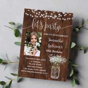 Invitation Rustic Western Faisons la fête Anniversaire avec p